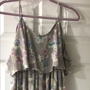Grey floral cold shoulder maternity maxi dress
